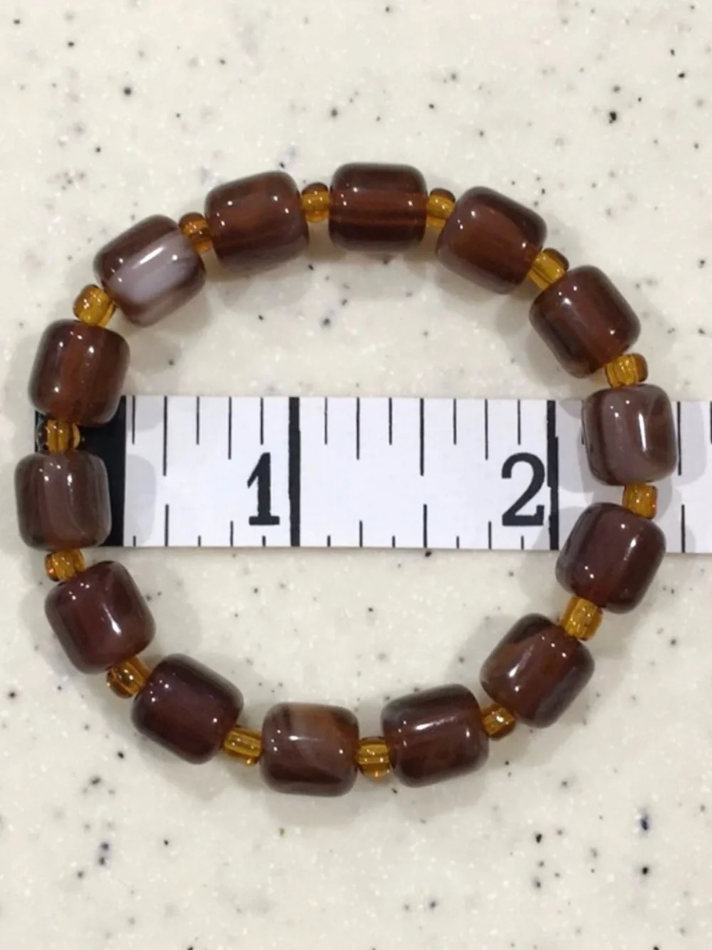 Chocolate Brown glass beads stretchy bracelet
